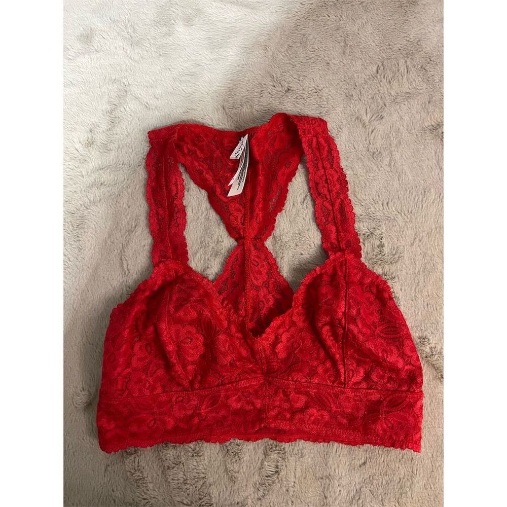 Free People Women's Red Lace Racerback Bralette Size S